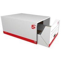 5 star office archive storage drawer red and white pack 5