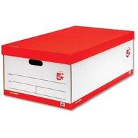 5 Star Office Jumbo Storage Box W412xD715xH276mm Red & White [Pack 5]