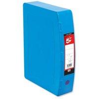 5 star office box file polypropylene with twin clip lock foolscap blue