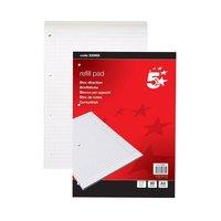 5 Star Refill Pad Feint Headbound Ruled with Margin 60gsm 4-Hole Punched 80 Sheets A4 [Pack 10]