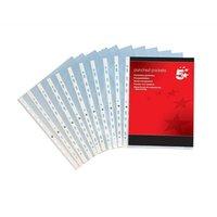 5 Star Punched Pocket Polypropylene Top-opening 50 Micron A4 Clear [Pack 100]