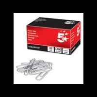 5 Star Large (33mm) Plain Metal Paperclips (100 Pack)