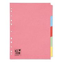 5 Star A4 5 Part Assorted Subject Dividers