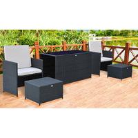 5 piece rattan dining set with footrests