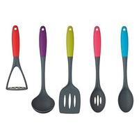5 piece colourworks soft touch kitchen utensil set