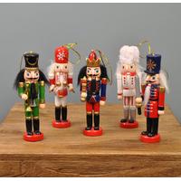 5 wooden nutcracker christmas decorations by premier