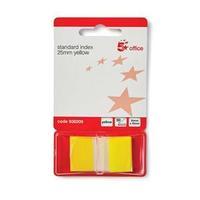5 Star Standard Index Flags 50 Sheets Per Pad 25 x 45mm Yellow (Pack of 5)