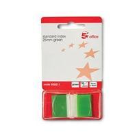 5 Star Standard Index Flags 50 Sheets Per Pad 25 x 45mm Green (Pack of 5)
