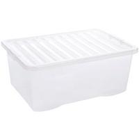 5 star 45l storage box stackable clip on lid clear