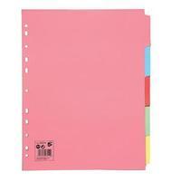 5 Star Subject Dividers Multipunched Manilla Board 5-Part Extra Wide A4 Assorted [Pack 10]