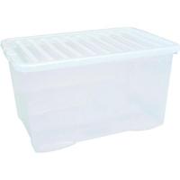 5 star 60l storage box stackable clip on lid clear