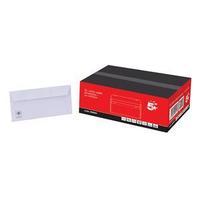 5 Star (DL) Peel and Seal Wallet Envelopes 100gsm (White) Box of 500 Envelopes