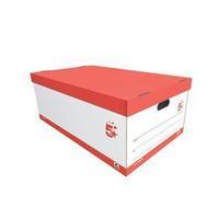 5 star jumbo storage box with separate lid red and white pack of 5