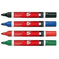 5 Star Flipchart Marker Pen Water-based Line Width 2.0mm (Assorted) Pack of 4 Markers