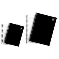 5 star notebook wirebound hard cover ruled 80gsm a4 black pack 5
