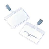 5 Star (54 x 90mm) Name Badges Self Laminating Landscape with Plastic Clip Pack of 25