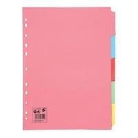 5 Star Subject Dividers Multipunched Manilla Board 5-Part A4 Assorted [Pack 50]