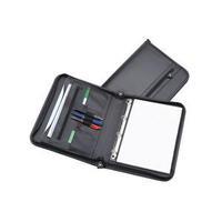 5 Star (A4) Leather Look Zipped Folder with Ring Binder 4 Ring Capacity 20mm (Black)