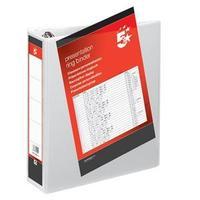 5 Star (A4) Presentation Ring Binder PVC 4 D-Ring 65mm (White) Pack of 10