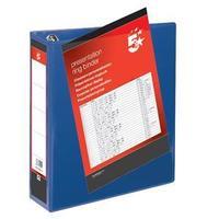 5 star presentation ring binder pvc 4 d ring 65mm size a4 blue pack 10