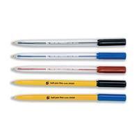 5 Star Ball Pen Clear Barrel Medium 1.0mm Tip 0.7mm Line (Black) Pack of 50 Pens