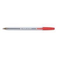 5 Star Clear Ballpoint Pen Medium 1.0mm Tip 0.4mm Line (Red) Pack of 50