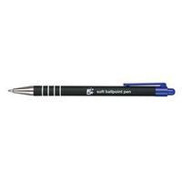 5 Star Ballpoint Pen Retractable Soft Grip Medium 1.0mm Tip 0.5mm Line (Blue) Pack of 12