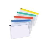 5 Star (A5) Zip Filing Bags PVC Clear Front with Coloured Seal (Assorted) Pack of 30