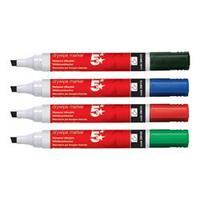 5 Star Drywipe Marker Chisel Tip (Assorted Colours) wallet of 6