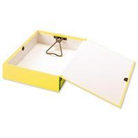 5 Star Box File Lock Spring with Ring Pull and Catch 75mm Spine Foolscap Yellow [Pack 5]