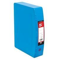 5 star box file polypropylene with twin clip lock foolscap blue