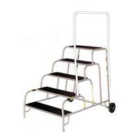 5 TREAD MOBILE STEP - NO HANDRAIL - RUBBER TREAD