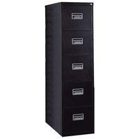 5 drawer foolscap filing cabinet black steel h x w x d 1500 x 458 x 62 ...