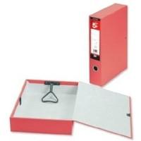 5 Star Office Box File Lock Spring with Ring Pull and Catch 75mm Spine Foolscap Red (Pack of 5)