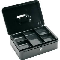 5 Star Facilities Cash Box with 5-compartment Tray Steel Spring Lock 12 Inch W300xD240xH70mm Black