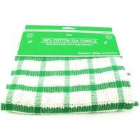 5 Sets Of 2x Sunhigh 100% Cotton Tea Towels Dish Cloths Green (10 Tea Towels)