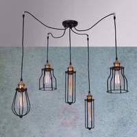 5-light hanging light Ustiko with rustic charm