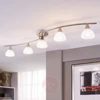 5-bulb LED ceiling lamp Della, matt nickel