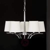 5-bulb chandelier with lampshades