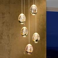 5-light, gold-coloured LED hanging light Rocio
