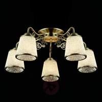 5-bulb ceiling lamp Ring with structured glass