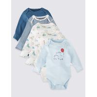 5 Pack Pure Cotton Long Sleeve Bodysuits