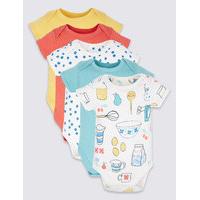 5 Pack Pure Cotton Flat Seams Bodysuits