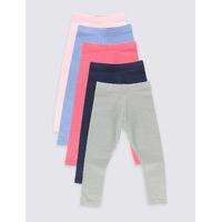 5 Pack Cotton Leggings with Stretch (3 Months - 5 Years)