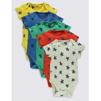 5 Pack Star Print Cotton Bodysuits