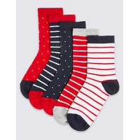 5 Pairs of Spotted & Striped Socks (1-14 Years)