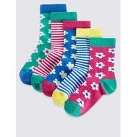 5 Pairs of Cotton Rich Socks with Freshfeet (1-6 Years)