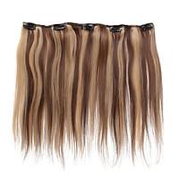 5 clips 18inch clip in human hair extensions 41g highlighted straight  ...