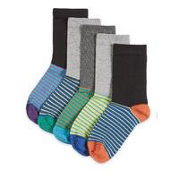 5 Pairs of Freshfeet Cotton Rich Striped Footbed Socks (5-14 Years)