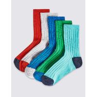 5 Pairs of Freshfeet Cotton Rich Ribbed Socks (1-14 Years)